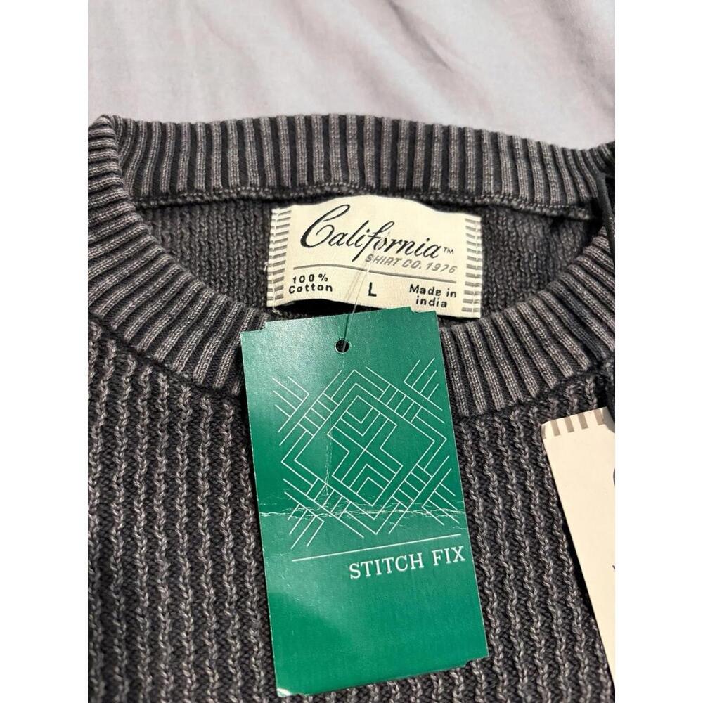 California Shirt Co. 100% Cotton Slouchy Charcoal Knit Sweater Sz. Large NWT(A5) - Picture 3 of 4